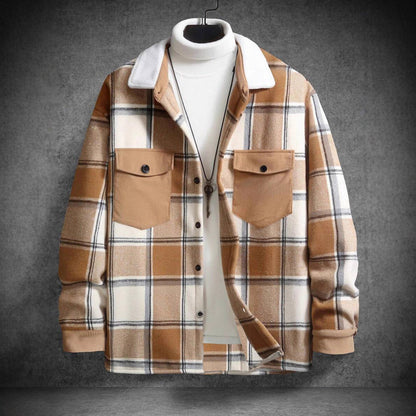 Herren Flanelljacke Karo mit Brusttaschen Weich