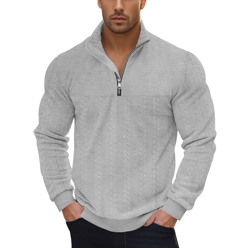 Herren Fleece-Pullover Grobstrick Hochkragen Stylisch Warm