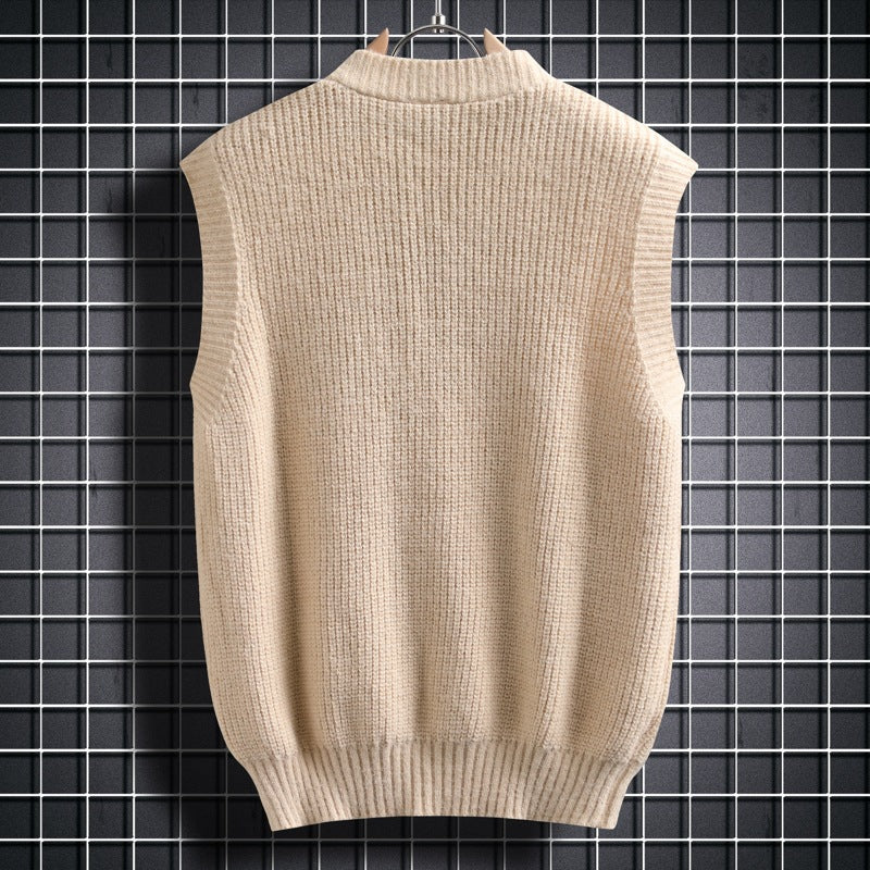 Herren Strickjacke Ärmellos Zopfmuster Modern