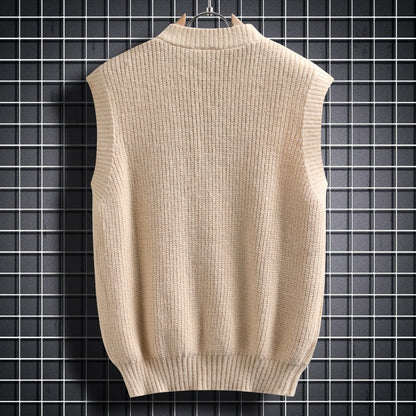 Herren Strickjacke Ärmellos Zopfmuster Modern