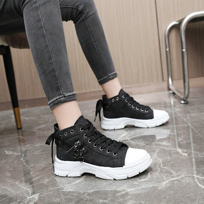 Damen Sneaker High-Top Reißverschluss Robust Sportlich