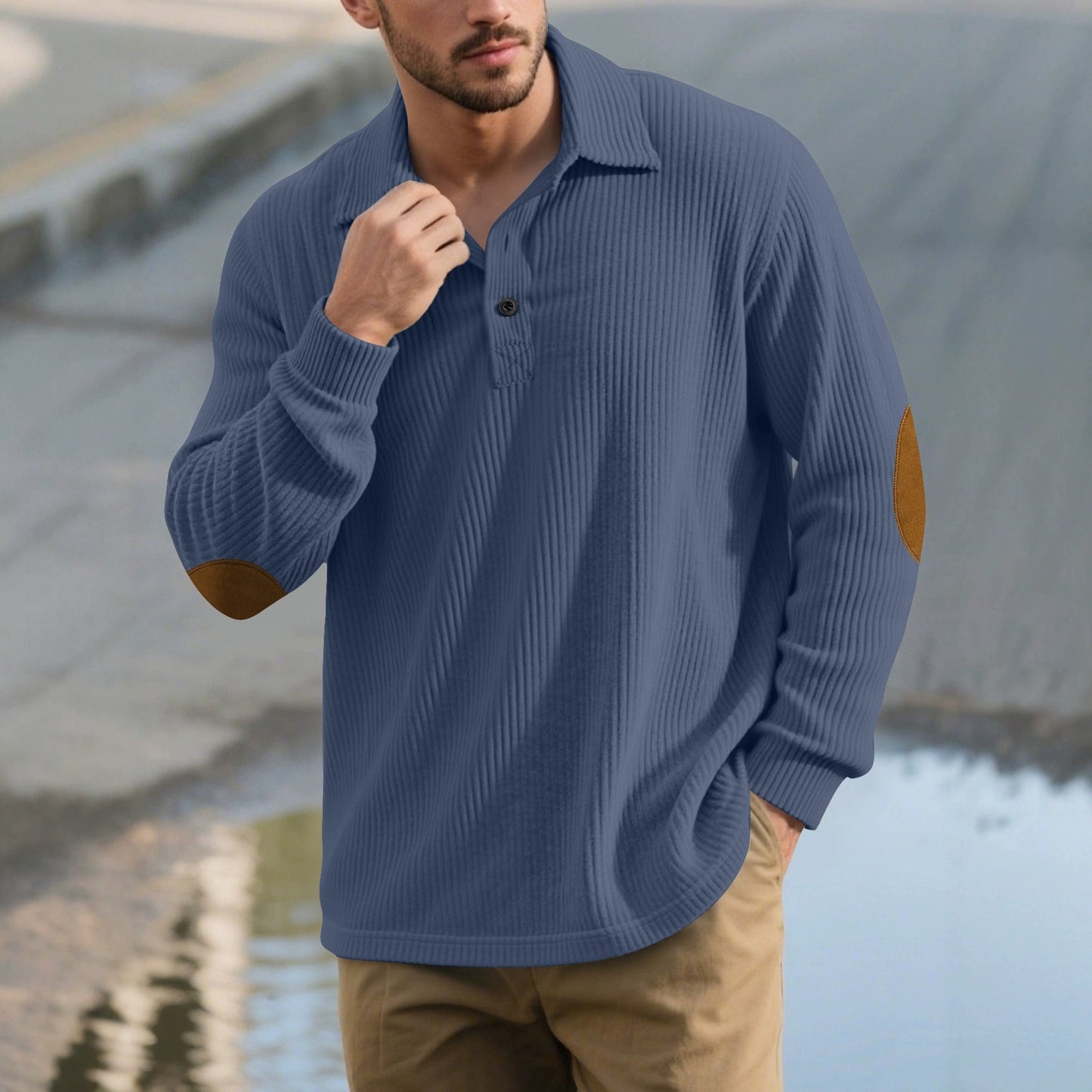 Herren Pullover Klassisch Button Down Modern