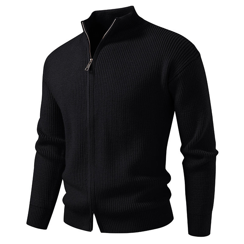 Herren Strickjacke Hochkragen Reißverschluss Modern