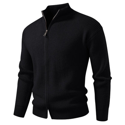 Herren Strickjacke Hochkragen Reißverschluss Modern