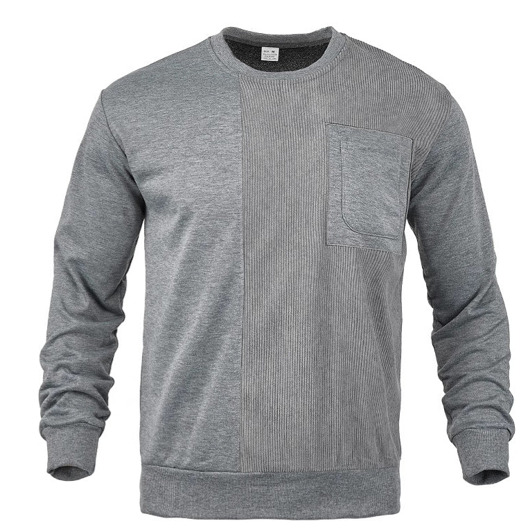 Herren Sweatshirt Modern mit Struktur Optik und Brusttasche