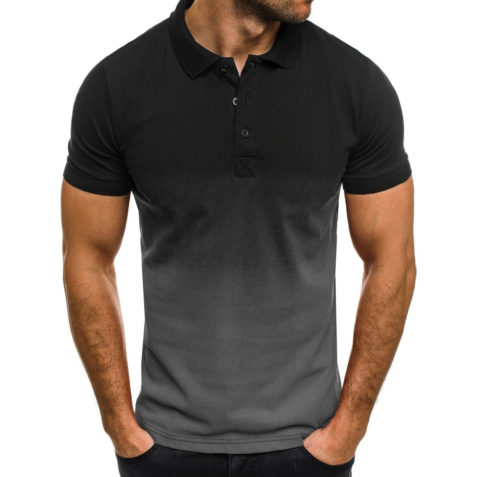 Herren Poloshirt Atmungsaktiv Modern Farbverlauf Sommer - BerlinGlamour