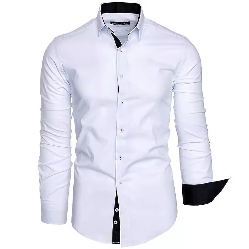 Herren Langarmhemd Elegant Kontrast Akzente Modern
