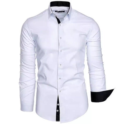 Herren Langarmhemd Elegant Kontrast Akzente Modern