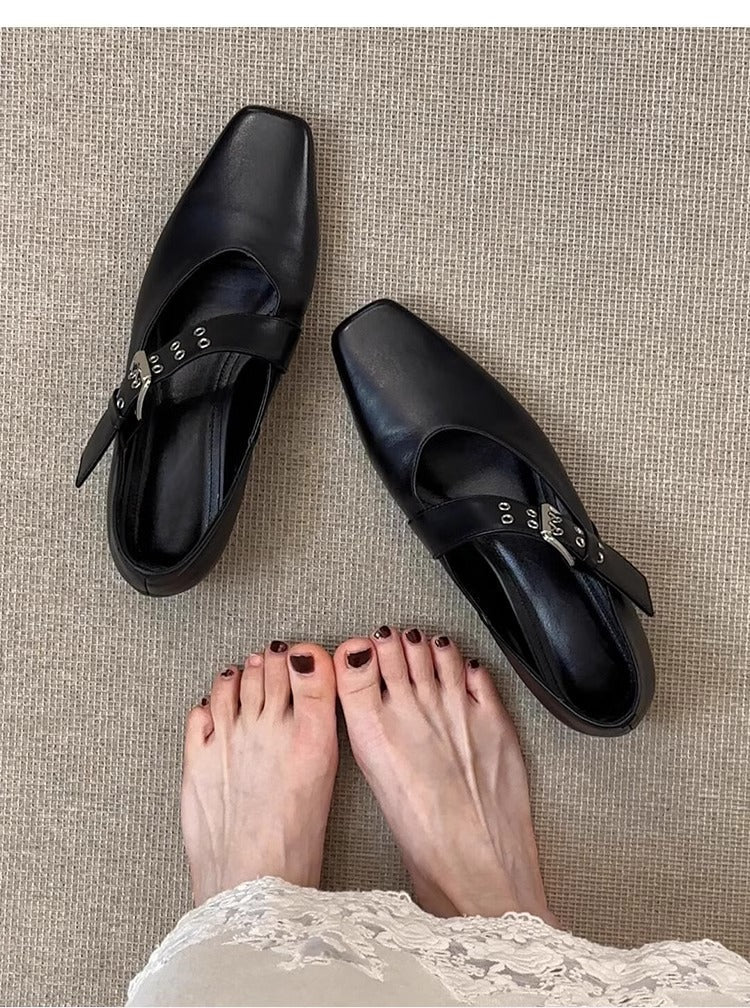 Damen Slingbacks Elegant mit Quadratzehen und Riemen