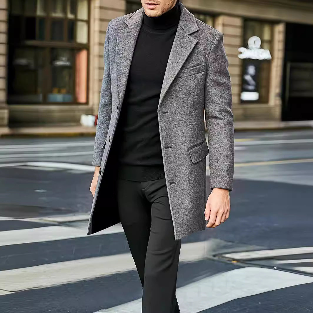 Herren Wollmantel Warm Modern Schlank