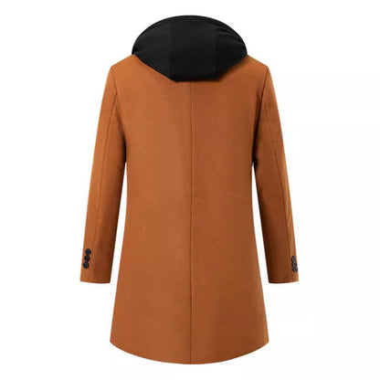 Herren Mantel Eleganter Wintermantel mit Kapuze und Taschen