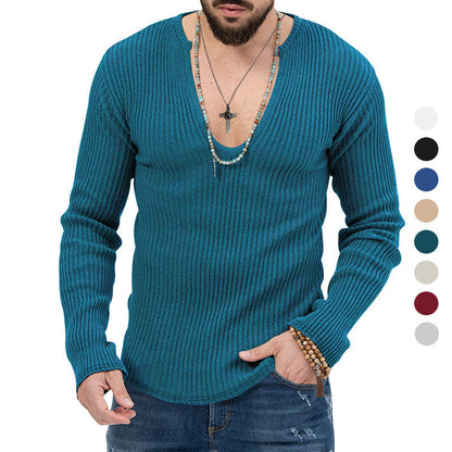 Herren Pullover V-Ausschnitt Struktur Rippdesign Modern - BerlinGlamour