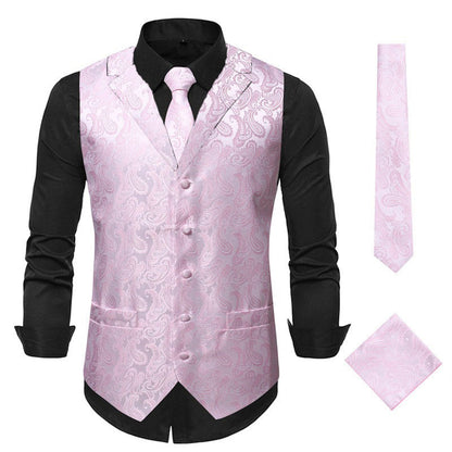 Elegante Herrenweste Paisley Muster Modern Schwarz