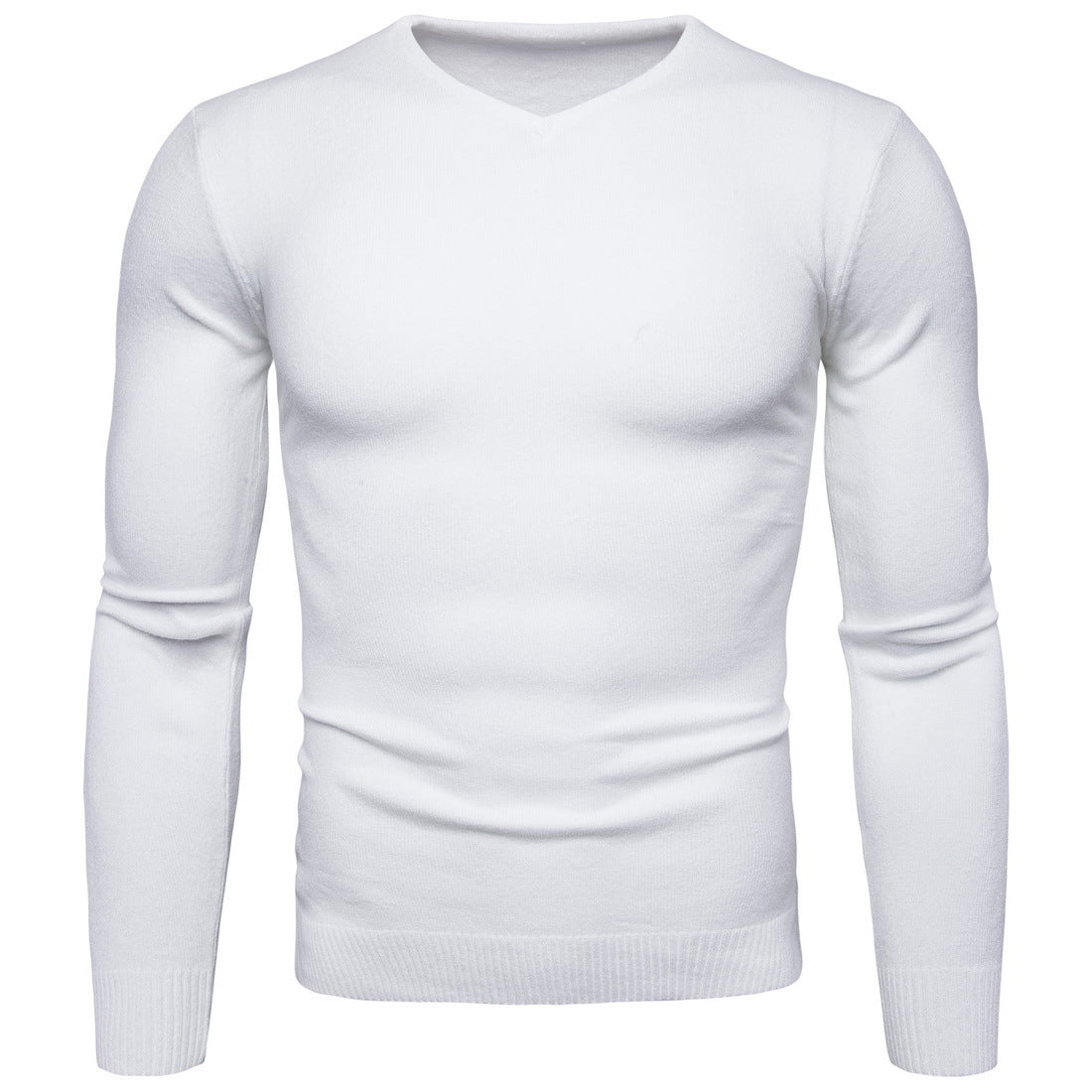 Herren Pullover Feinripp V-Ausschnitt Baumwolle Qualität