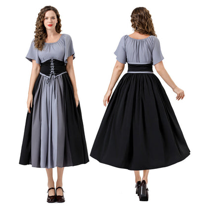 Damen Maxikleid Elegant Tailliert Schnüren Ärmel Lang