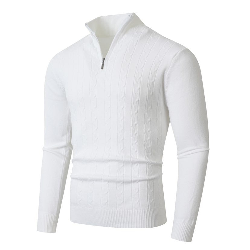 Strickpullover Herren mit Reißverschluss und Struktur Optik