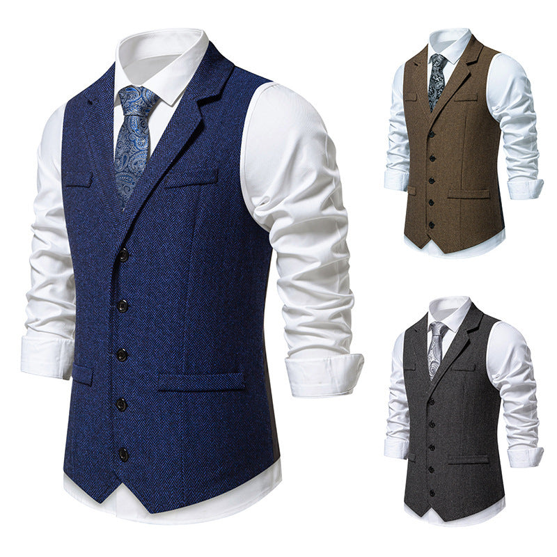 Herren Anzugweste Elegante Fischgrat Muster Slim Fit