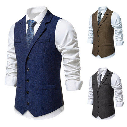 Herren Anzugweste Elegante Fischgrat Muster Slim Fit