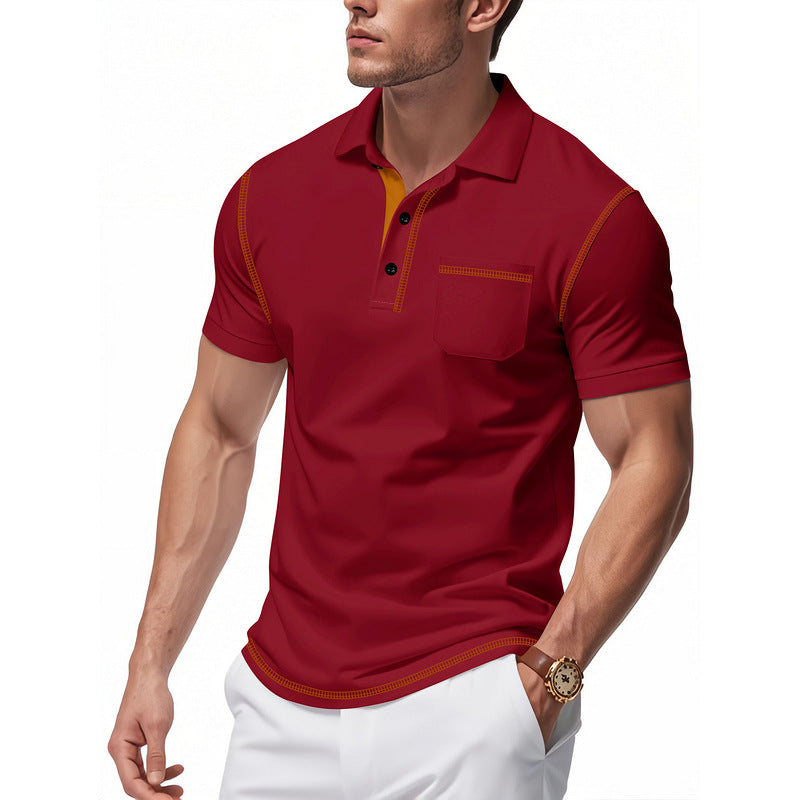 Herren Poloshirt Modern Henley Kragen Kontrast Akzente