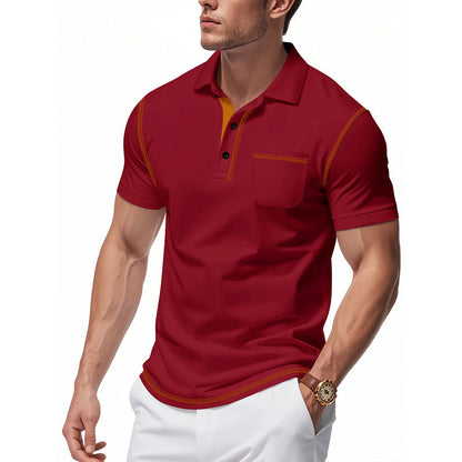 Herren Poloshirt Modern Henley Kragen Kontrast Akzente