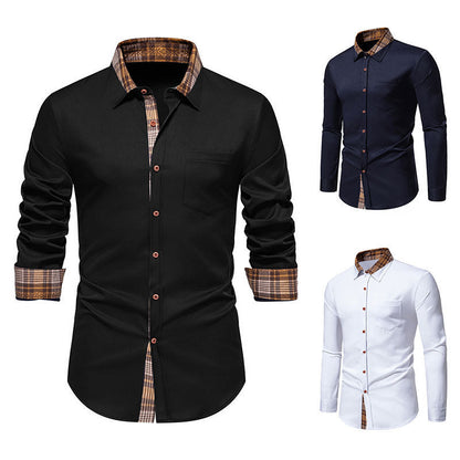 Herren Langarmhemd Elegantes Mit Kontrastdetails Slim Fit - BerlinGlamour