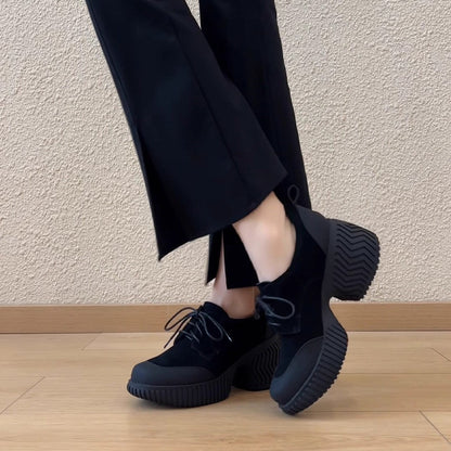 Damen Plateau Schuhe Bequem Schnürschuhe Robust