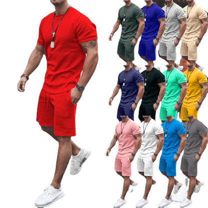 Herren Kurzarm Set Sportlich Elastisch Mit Taschen - BerlinGlamour