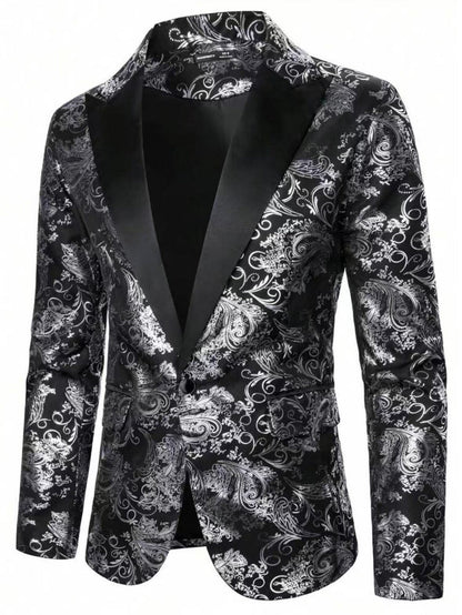 Herren Blazer Elegant mit Pailletten und Floralmuster