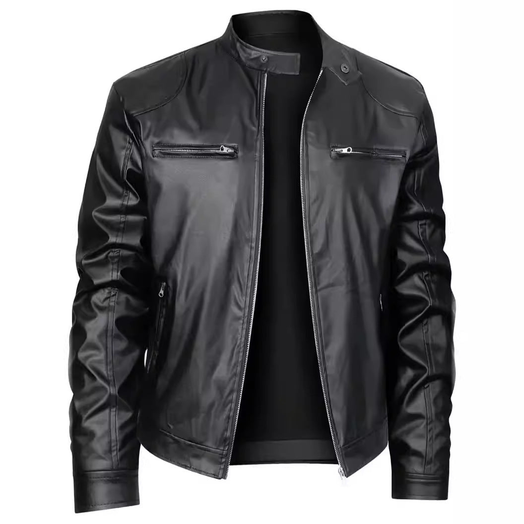 Lederjacke Herren Bikerjacke Schwarz mit Reißverschluss