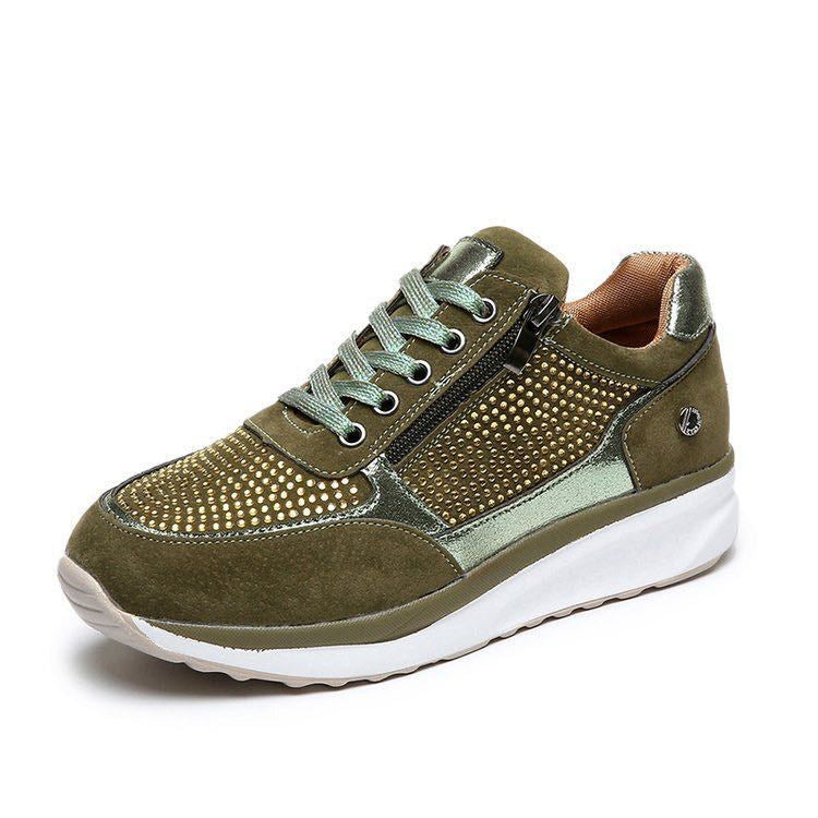 Damen Sneaker Strass Glitzer Reißverschluss Modern