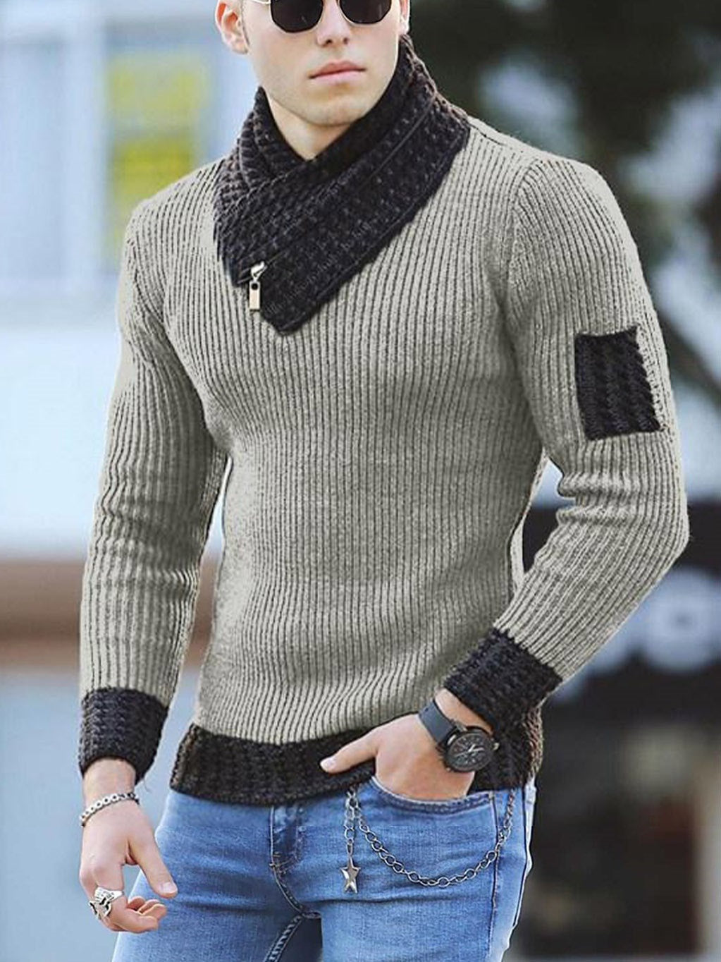 Herren Strickpullover Modern Asymmetrisch Trendig