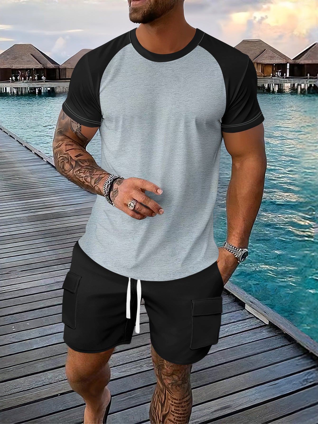 Herren Sport T-Shirt Raglan Ärmel Modern Sportlich