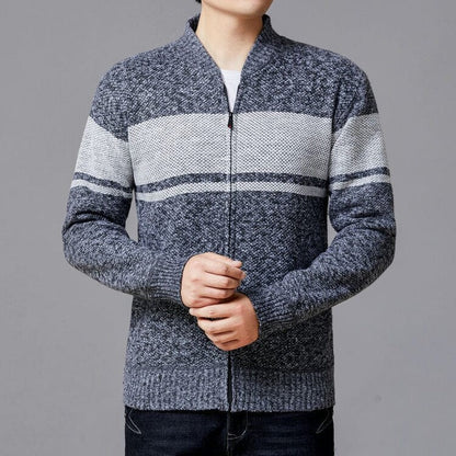 Herren Strickjacke Modern Mit Reißverschluss Und Struktur Optik