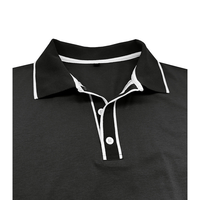 Herren Polo Langarm Modern Kontrastkragen Trendy