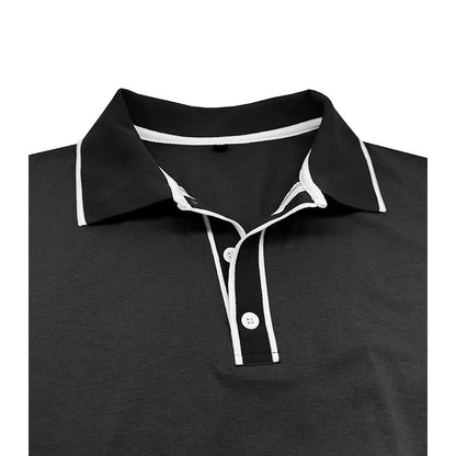Herren Polo Langarm Modern Kontrastkragen Trendy