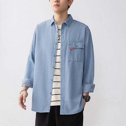 Herren Denim Overshirt mit Brusttasche Modern Trendy
