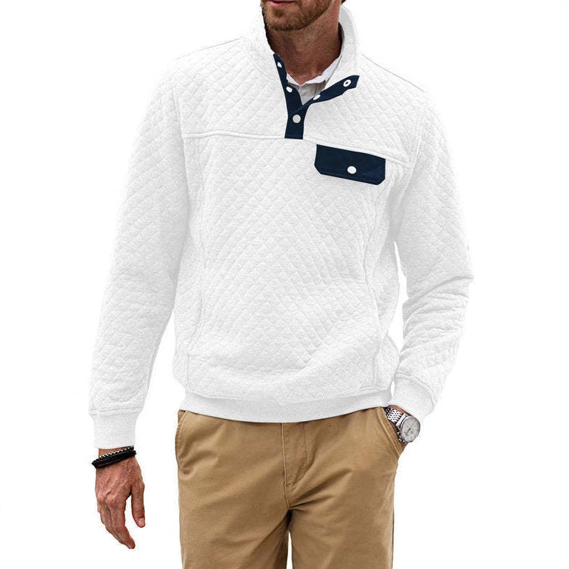 Herren Pullover Modern Kragen Brusttasche Bequem