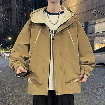 Herren Windjacke Leicht Verstellbares Kapuzenjacket