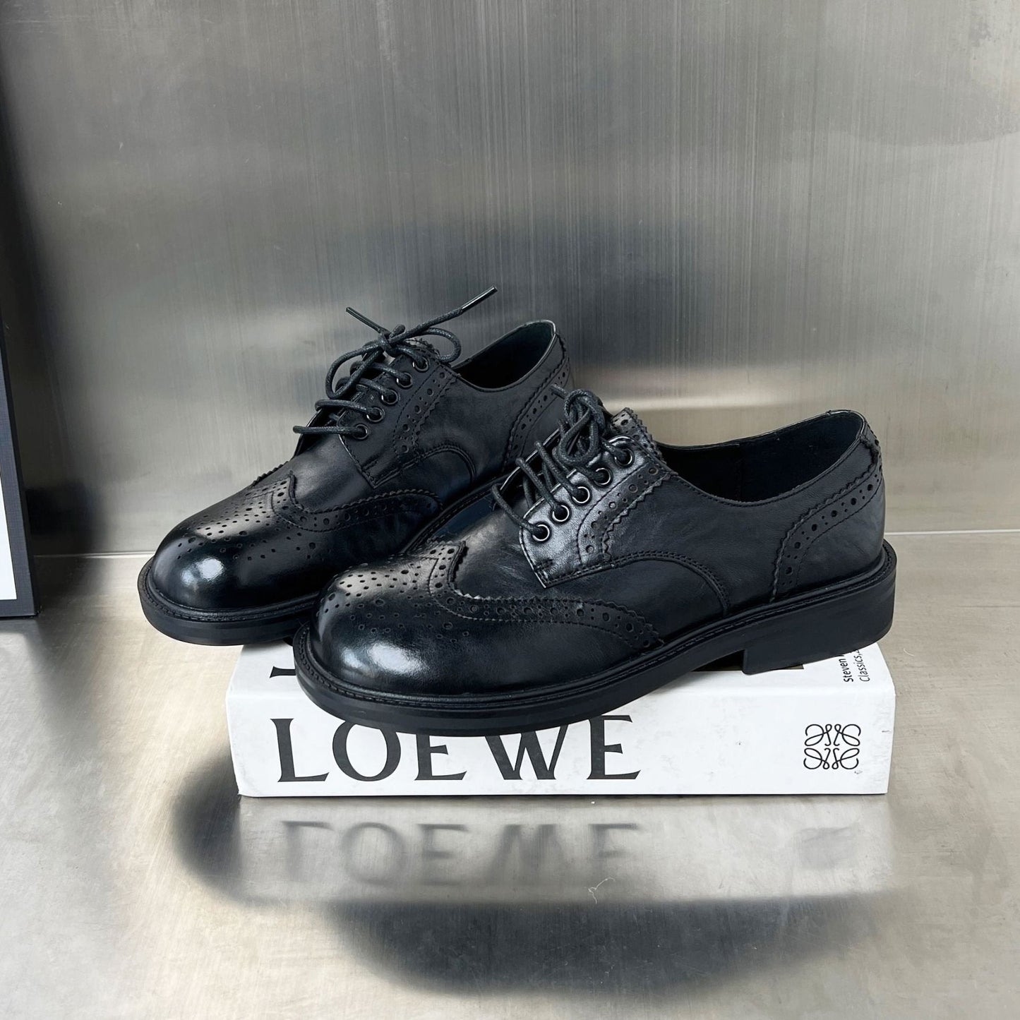 Damen Brogues Elegant Leder Lochdesign Klassisch
