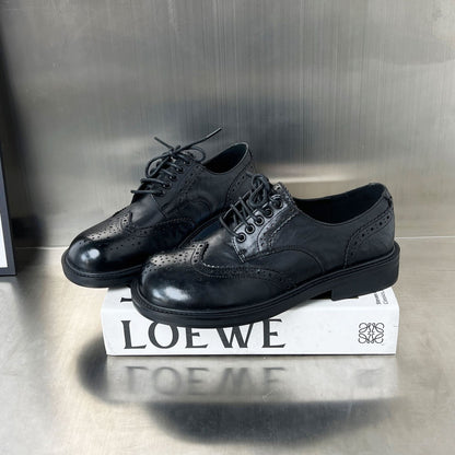 Damen Brogues Elegant Leder Lochdesign Klassisch