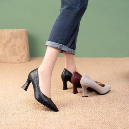 Damen Pumps Elegante Stilettos mit V-Ausschnitt Höher Absatz