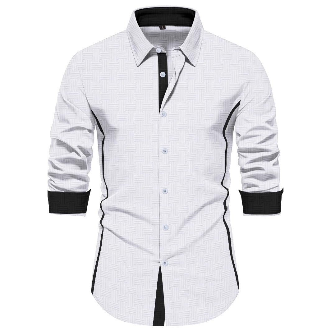 Herren Langarmhemd Modern mit Strukturdesign Elegant