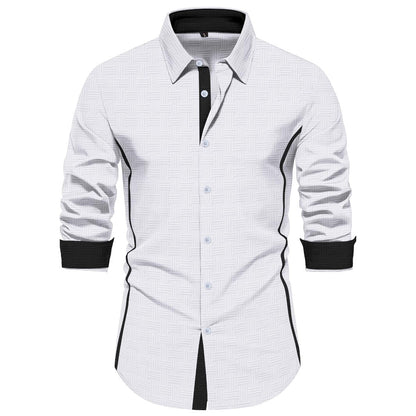 Herren Langarmhemd Modern mit Strukturdesign Elegant