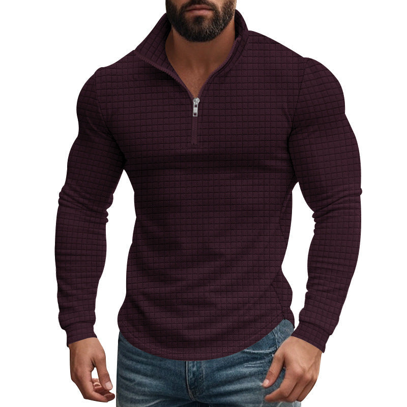 Herren Pullover Stehkragen Reißverschluss StrukturOptik Modern