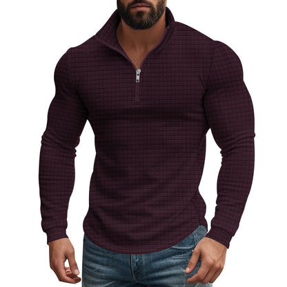 Herren Pullover Stehkragen Reißverschluss StrukturOptik Modern