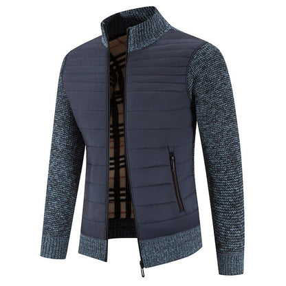 Herren Steppjacke Lässig Strick Ärmel Winterjacke