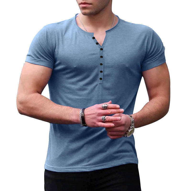 Herren T-Shirt Kurzarm Henley Freizeitstyle