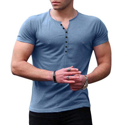Herren T-Shirt Kurzarm Henley Freizeitstyle