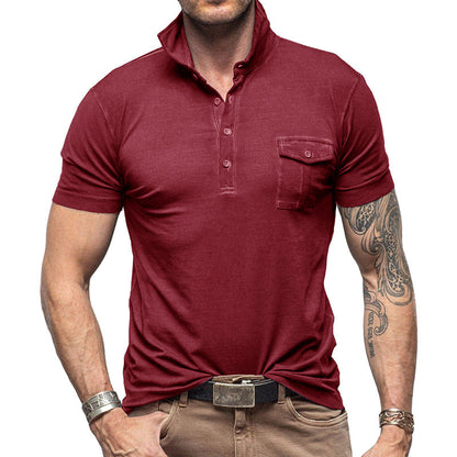Herren Polohemd Kurzarm Modisch Mit Brusttasche