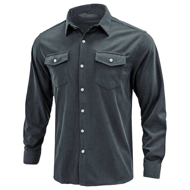 Herren Hemd Kord mit Brusttaschen Modern Slimfit